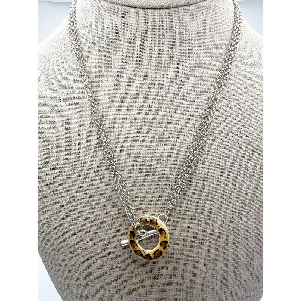 David Sigal Canada 925 Sterling Silver Multi-Chain Leopard Print Toggle Necklace